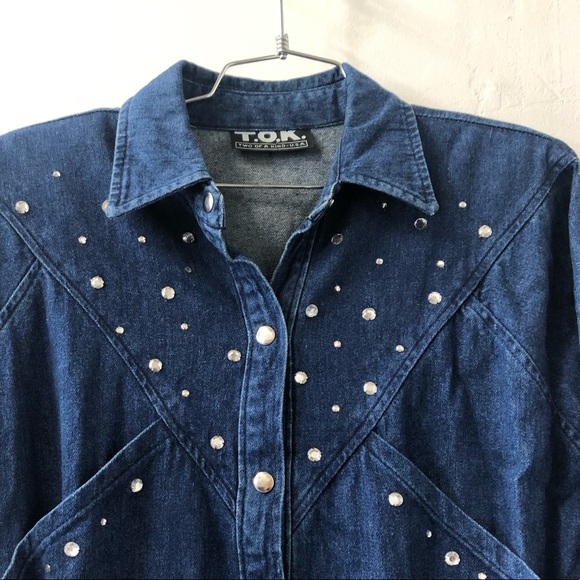 One piece denim dress 80s - Picture 2 of 9